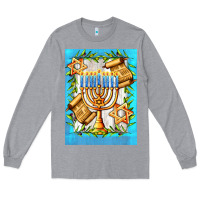 Heather Grey candlestick with parchment Long Sleeve Tee - AdoDesignShop