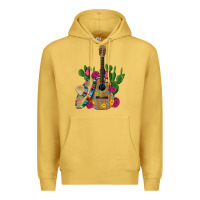 Antique Gold ,mexican sombrero guitar rose cactus Premium Hoodie - Artiststas