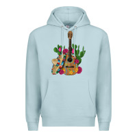 Blue Mist ,mexican sombrero guitar rose cactus Premium Hoodie - Artiststas