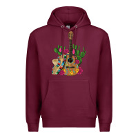 Burgundy ,mexican sombrero guitar rose cactus Premium Hoodie - Artiststas