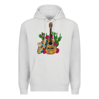 Dove Grey ,mexican sombrero guitar rose cactus Premium Hoodie - Artiststas