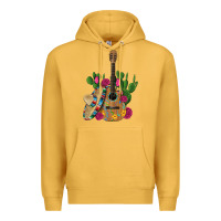 Mustard ,mexican sombrero guitar rose cactus Premium Hoodie - Artiststas