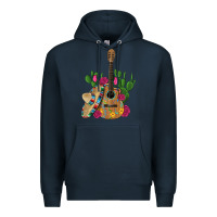 Navy ,mexican sombrero guitar rose cactus Premium Hoodie - Artiststas