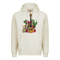 Oatmeal Heather ,mexican sombrero guitar rose cactus Premium Hoodie - Artiststas