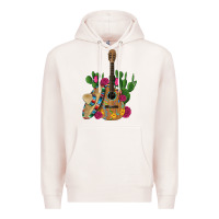 Pale Pink ,mexican sombrero guitar rose cactus Premium Hoodie - Artiststas