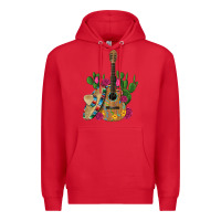 Red ,mexican sombrero guitar rose cactus Premium Hoodie - Artiststas