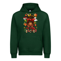 Forest Green one merry teacher afro messy bun Urban Hoodie - texasbilliewilder