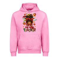 Fuchsia Pink one merry teacher afro messy bun Urban Hoodie - texasbilliewilder