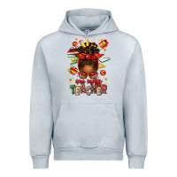 Heather Grey one merry teacher afro messy bun Urban Hoodie - texasbilliewilder