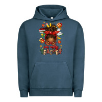 Pigment Midnight Navy one merry teacher afro messy bun Urban Hoodie - texasbilliewilder