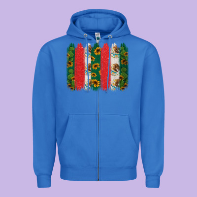 Mexican Flag Brushstroke Zipper Hoodie Designed By Jasminsmagicworld
