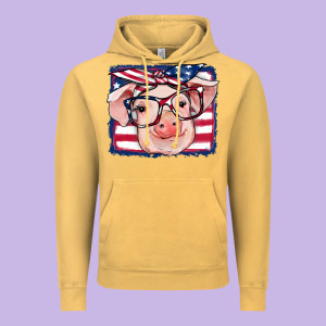 American Flag Pig Vintage Hoodie Designed By Ranaportraitstore