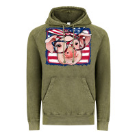 Vintage Olive american flag pig Vintage Hoodie - RanaPortraitStore