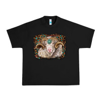 Black merino ram with leopard background Urban Heavy Tee - BarkalooDesign