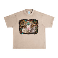 French Oak merino ram with leopard background Urban Heavy Tee - BarkalooDesign