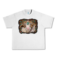 Lunar Rock merino ram with leopard background Urban Heavy Tee - BarkalooDesign