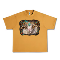 Peanut Butter merino ram with leopard background Urban Heavy Tee - BarkalooDesign