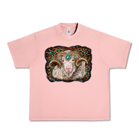 Salmon merino ram with leopard background Urban Heavy Tee - BarkalooDesign