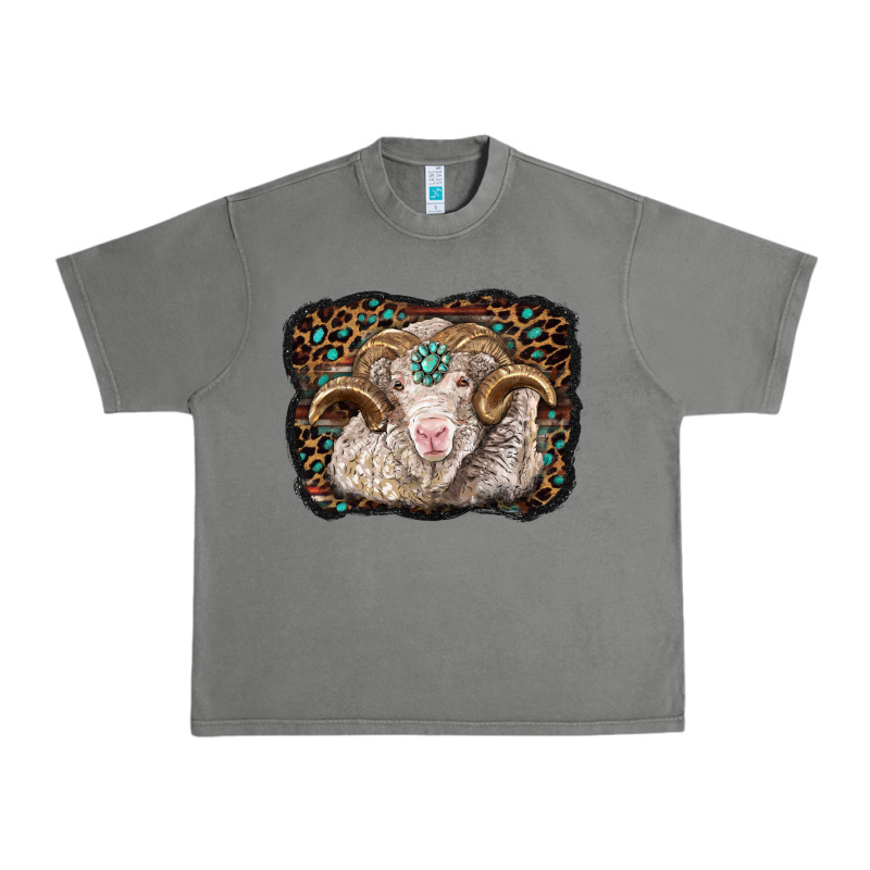 Merino Ram With Leopard Background Urban Heavy Tee by BarkalooDesign | Teevron