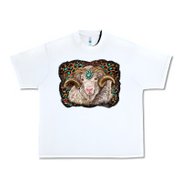 White merino ram with leopard background Urban Heavy Tee - BarkalooDesign