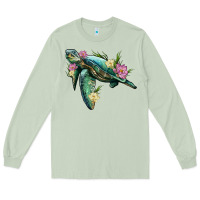 Matcha sea turtle with lotus Long Sleeve Tee - Artiststas