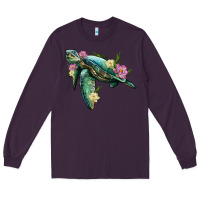 Plum sea turtle with lotus Long Sleeve Tee - Artiststas
