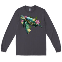 Smoke sea turtle with lotus Long Sleeve Tee - Artiststas