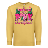 Antique Gold i'm dreaming of a pink christmas flamingo Premium Sweatshirt - MaliasSmallBusiness