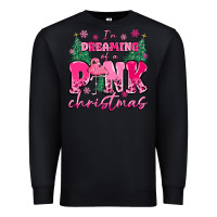 Black i'm dreaming of a pink christmas flamingo Premium Sweatshirt - MaliasSmallBusiness
