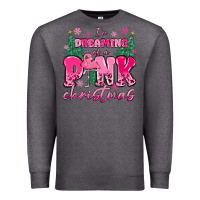 Charcoal Heather i'm dreaming of a pink christmas flamingo Premium Sweatshirt - MaliasSmallBusiness