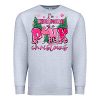 Heather Grey i'm dreaming of a pink christmas flamingo Premium Sweatshirt - MaliasSmallBusiness