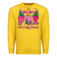 Lemon i'm dreaming of a pink christmas flamingo Premium Sweatshirt - MaliasSmallBusiness