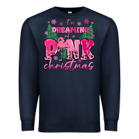 Navy i'm dreaming of a pink christmas flamingo Premium Sweatshirt - MaliasSmallBusiness