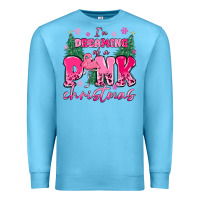 Ocean Blue i'm dreaming of a pink christmas flamingo Premium Sweatshirt - MaliasSmallBusiness