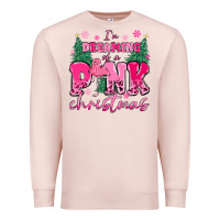 Pale Pink i'm dreaming of a pink christmas flamingo Premium Sweatshirt - MaliasSmallBusiness