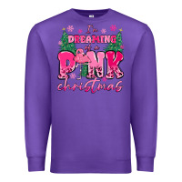 Purple i'm dreaming of a pink christmas flamingo Premium Sweatshirt - MaliasSmallBusiness