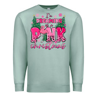Seafoam i'm dreaming of a pink christmas flamingo Premium Sweatshirt - MaliasSmallBusiness