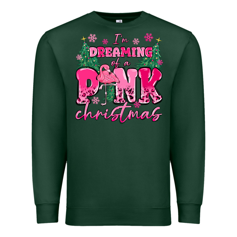 I'm Dreaming Of A Pink Christmas Flamingo Premium Sweatshirt by MaliasSmallBusiness | Teevron