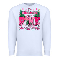 White i'm dreaming of a pink christmas flamingo Premium Sweatshirt - MaliasSmallBusiness