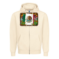 Sandshell mexican flag background with cactus and sunflower Zipper Hoodie - Jasminsmagicworld