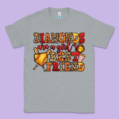 Diamonds Are A Girl's Best Friend Softball Classic Tee Designed By Jasminsmagicworld