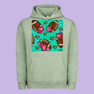 American Football Roses And Hearts Urban Hoodie Designed By Nancycooperartshop