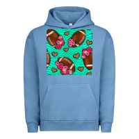 Pigment Pebble Blue American Football roses and hearts Urban Hoodie - NancyCooperArtShop