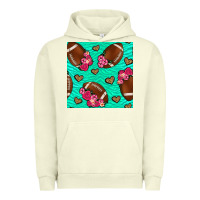 Pigment Pistachio American Football roses and hearts Urban Hoodie - NancyCooperArtShop