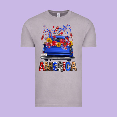 Western Fourth Of July America Truck Vintage Tee Designed By Fadigitalartstudio