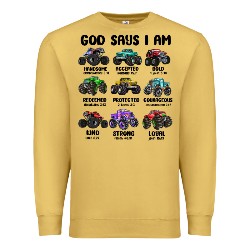 God Says I Am Premium Sweatshirt by MaliasSmallBusiness | Teevron
