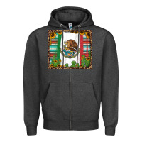 Charcoal Heather mexican flag background with cactus and sunflower tumbler Zipper Hoodie - Jasminsmagicworld