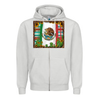 Dove Grey mexican flag background with cactus and sunflower tumbler Zipper Hoodie - Jasminsmagicworld