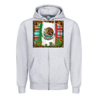 Heather Grey mexican flag background with cactus and sunflower tumbler Zipper Hoodie - Jasminsmagicworld
