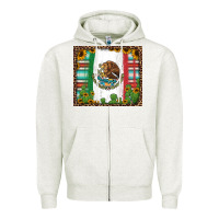 Oatmeal Heather mexican flag background with cactus and sunflower tumbler Zipper Hoodie - Jasminsmagicworld